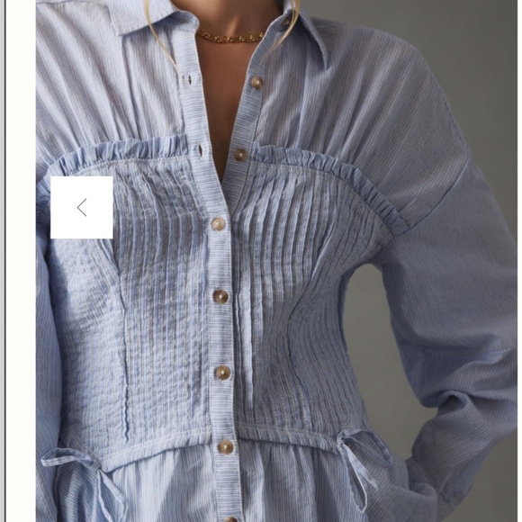 Pilcro Corset Buttondown Blouse Blue and White Size Small - Picture 3 of 13